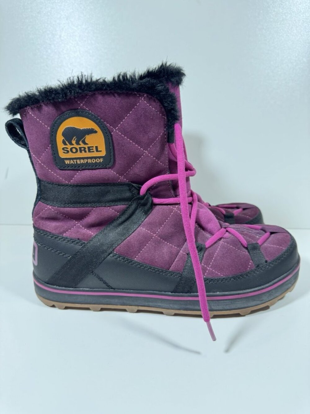 Sorel Glacy Explorer Shortie Snow Boot Women's 12 EU 43 Purple Vino Waterproof